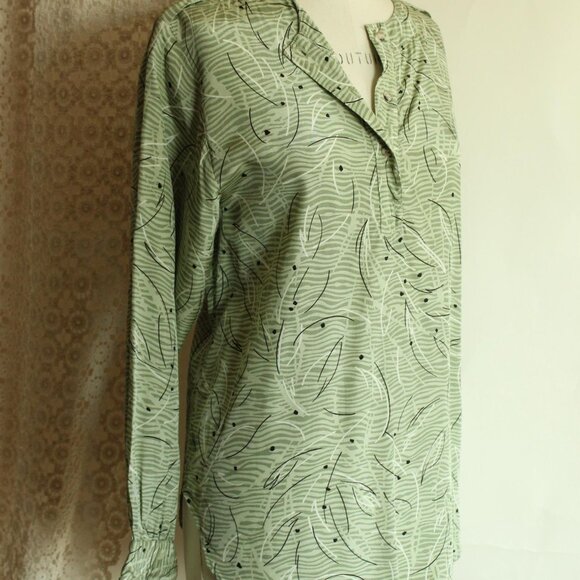 Vintage 1980s 1990s Blouse, Notations Green and Black Tunic - Picture 6 of 10